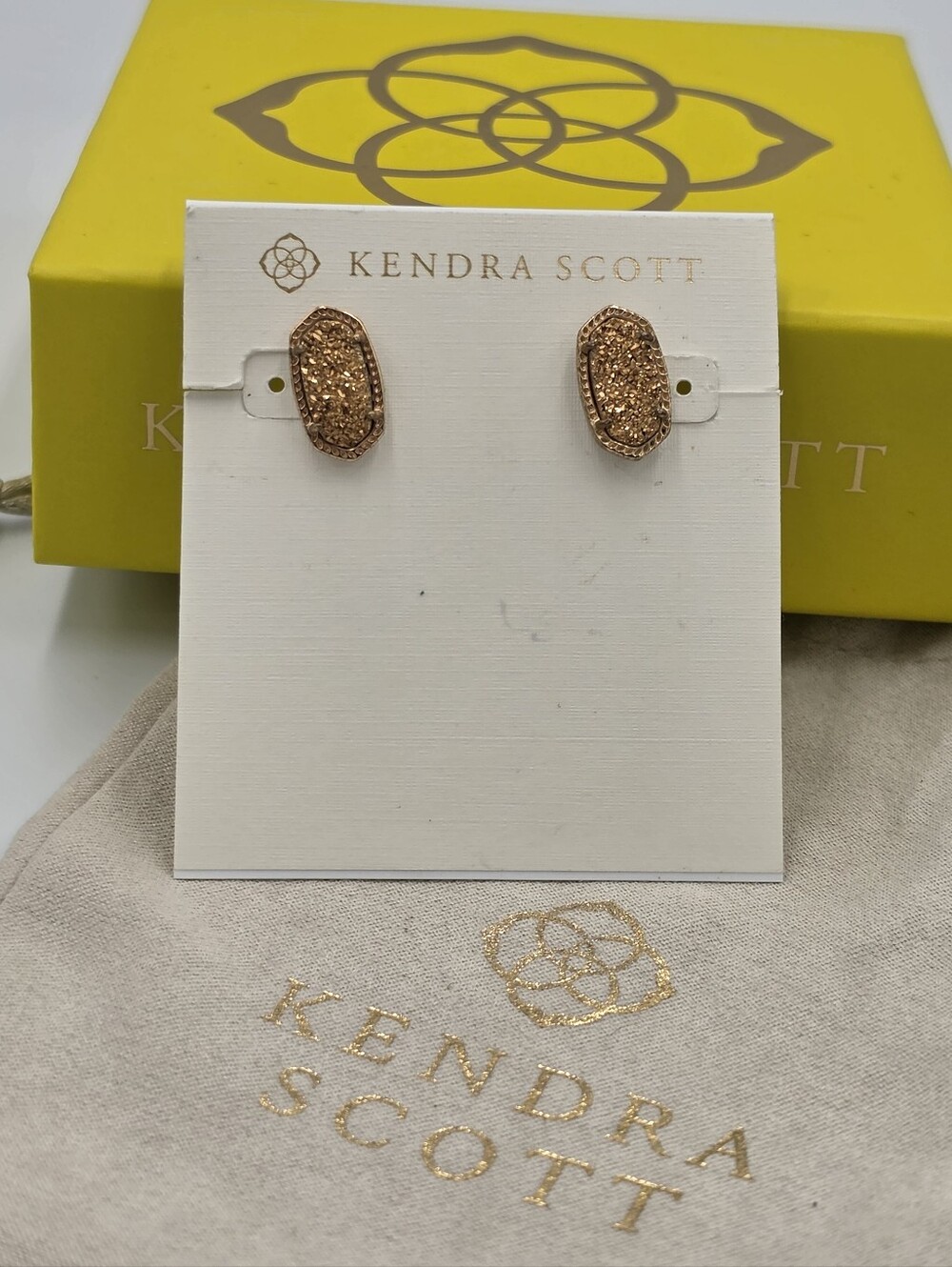 Kendra Scott Ellie Rose Gold Stud Earrings in Rose Gold Drusy